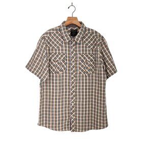 Random Access Pearl Snap Shirt Plaid Flap Pockets Cowboy Western Mens XL